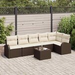 vidaXL Ensemble de canapé de jardin 7 Pièces Marron Poly rotin