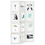 vidaXL Cloison de séparation 3 panneaux blanc bois de paulownia massif