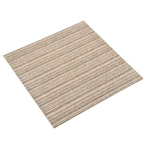 vidaXL Tapis 20 Pièces Beige rayé 50 x 50 cm 100  Polypropylène