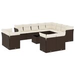 vidaXL Salon de jardin avec coussins 13 Pièces marron résine tressée
