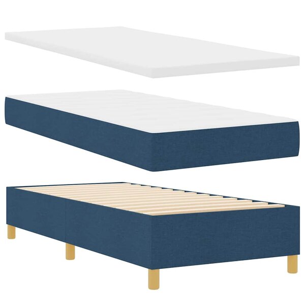 vidaXL Lit à ressorts avec matelas bleu 90x200 cm en tissu