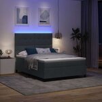 vidaXL Lit à ressorts avec matelas Gris foncé 160 x 200 cm Velours