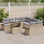vidaXL Ensemble de canapé de jardin 9 Pièces Beige Poly rotin