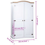 vidaXL Garde-robe avec 2 portes Gamme Corona pin mexicain Blanc
