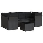 vidaXL Salon de jardin 7 Pièces avec coussins noir résine tressée