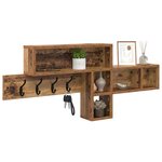 vidaXL Porte-manteau mural avec étagère Bois ancien 100 x 12 x 43 5 cm