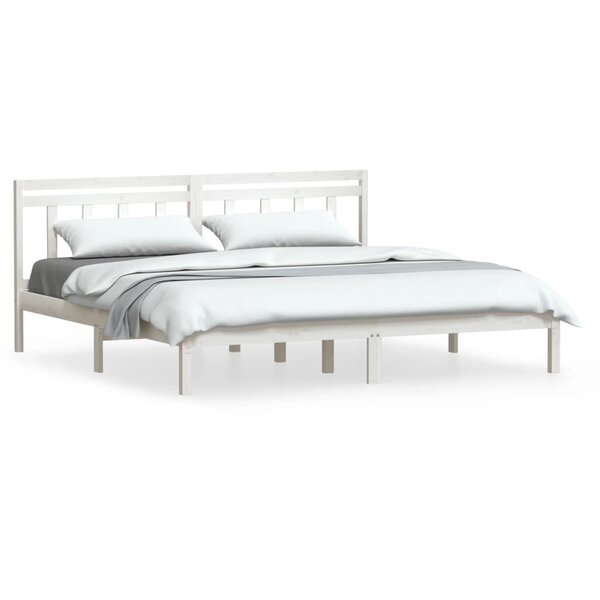 vidaXL Cadre de lit sans matelas blanc bois massif