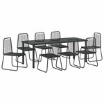 vidaXL Ensemble de salle à manger pour jardin 9 Pièces Noir