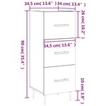 vidaXL Buffet Sonoma gris 34 5x34x90 cm Bois d'ingénierie