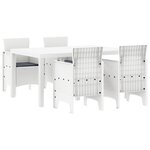vidaXL Ensemble de Dîner de Jardin 5 Pièces avec Coussins Blanc Poly Rattan
