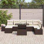 vidaXL Ensemble de canapé de jardin 8 Pièces Marron Poly rotin