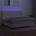 vidaXL Sommier à lattes de lit matelas LED Crème 200x200 cm Tissu