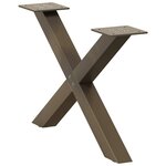 vidaXL Pieds de table basse en forme de X  2 pièces  acier naturel  60 x (30-31) cm