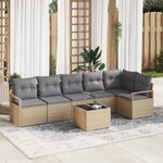 vidaXL Ensemble de canapé de jardin 7 Pièces Beige  Gris clair