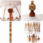 vidaXL Parasol balinais 2 Pièces Crème 210-220 cm Coton et bois massif