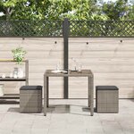 vidaXL Tabourets jardin coussins lot de 2 gris 40x40x43 cm poly rotin