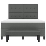 vidaXL Lit avec sommier et matelas & banc gris foncé 140x200 cm tissu