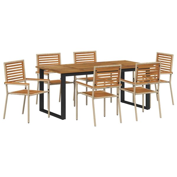 vidaXL Ensemble de salle à manger pour jardin 7 Pièces Beige