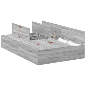 vidaXL Cadre de lit avec rangement Gris Sonoma 120 x 200 cm