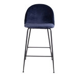 2 chaises de bar en velours bleu avec pieds noirs