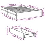 vidaXL Cadre de lit et tiroirs chêne fumé 120x200 cm bois d'ingénierie