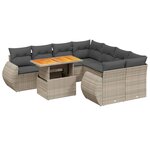 vidaXL Salon de jardin 9 Pièces avec coussins gris résine tressée