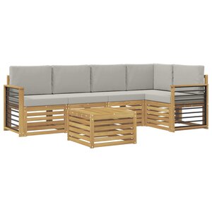 vidaXL Ensemble de canapés d'extérieur 6 Pièces Blanc et gris clair