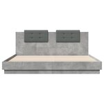 vidaXL Cadre de lit tête de lit et lumières LED gris béton 200x200 cm