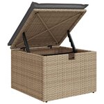 vidaXL Tabouret de jardin avec coussin beige 55x55x37cm résine tressée