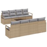 vidaXL Canapés de Jardin 9 Pièces avec Coussins en Poly Rattan Beige