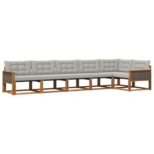 vidaXL Ensemble de canapés d'extérieur 6 pc Naturel et gris clair