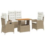vidaXL Ensemble à manger de jardin coussins 4 Pièces beige résine tressée