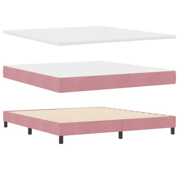Lit avec sommier et matelas vidaXL Rose 180x200 cm Velours
