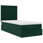 vidaXL Cadre de lit ottoman avec matelas vert foncé 100x200 cm velours