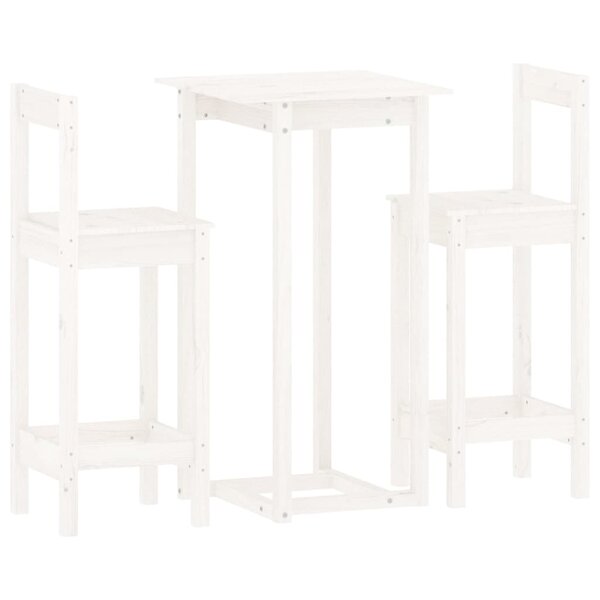 vidaXL Ensemble de bar 3 Pièces Blanc Bois de pin massif