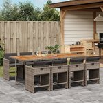 vidaXL Ensemble à manger de jardin 9 Pièces coussins gris résine tressée