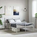 vidaXL Cadre de lit métal avec tête de lit/pied de lit blanc 160x200cm