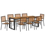 Ensemble de Salle à Manger de Jardin 9 Pièces en Poly Rattan Noir Acacia vidaXL