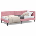 vidaXL Cadre de lit d'angle avec tête de lit Rose 90 x 190 cm Velours