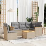 vidaXL Salon de jardin avec coussins 6Pièces mélange beige résine tressée