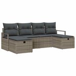 vidaXL Ensemble de canapé de jardin avec coussin 6 Pièces Gris Poly rotin