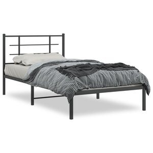 vidaXL Cadre de lit métal sans matelas avec tête de lit noir 107x203cm