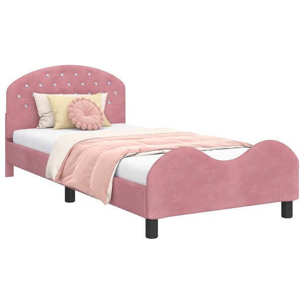 vidaXL Cadre de lit pour enfants avec tête de lit Rose 90 x 200 cm