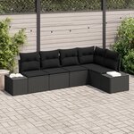 vidaXL Ensemble de canapé de jardin 5 pièces avec coussins Noir Poly Rattan