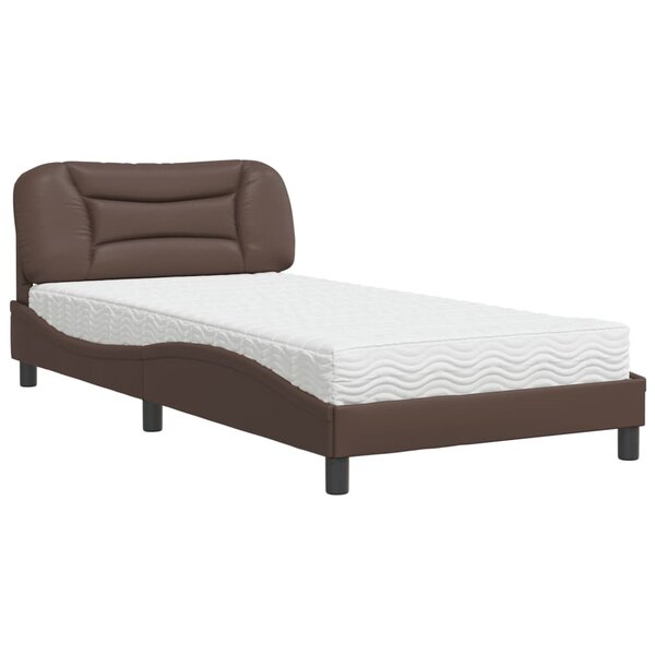vidaXL Lit avec matelas marron 100x200 cm similicuir