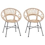 vidaXL Chaise de salle à manger 2 Pièces Naturel 49 x 51 x 81 cm