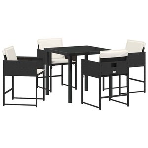 vidaXL Ensemble de salle à manger pour jardin 5 Pièces Noir Poly rotin