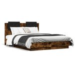 vidaXL Cadre de lit avec tête de lit chêne fumé 120x190 cm