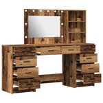 vidaXL Ensemble de coiffeuse 3 pièces avec LED en bois ancien en bois d'ingénierie