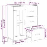 vidaXL Buffet Bois Ancien 69 5 x 34 x 90 cm Bois d'ingénierie et fer